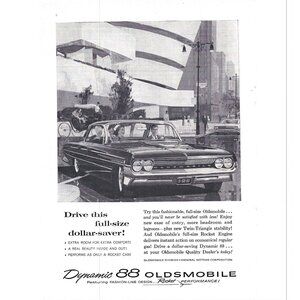 Dynamic 88 Oldsmobile Guggenheim Museum New York City 1950s Vintage Print Ad 9in
